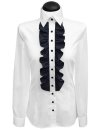 Ruffle blouse with contrast, navy / white spotted white dotted pipeline /goes out of the assortment