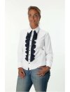 Ruffle blouse with contrast, navy / white spotted white dotted pipeline /goes out of the assortment