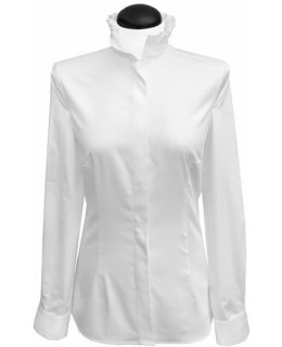 Blouse with ruffle at the collar, white/goes out of the assortment