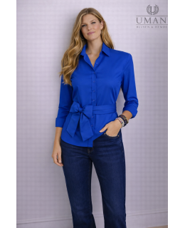 Damenbluse in ocean blue, uni