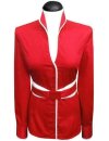 Stand-up collar piped, Carmine red / white