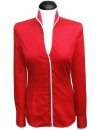 Stand-up collar piped, Carmine red / white