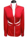 Stand-up collar piped, Carmine red / white / goes from the assortment