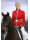 Stand-up collar piped, Carmine red / white