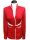 Stand-up collar piped, Carmine red / white