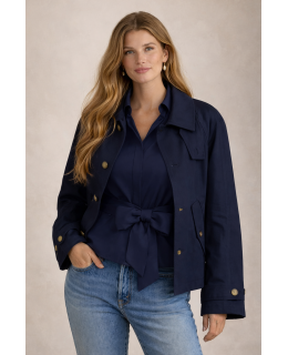 Bluse mit verdeckter Knopfleiste, marine uni/geht aus dem Sortiment