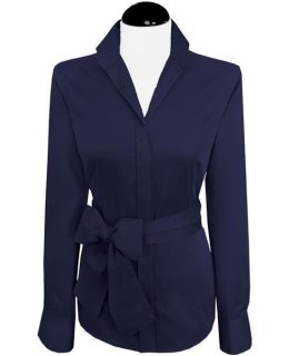 Blouse with concealed button placket, marine plain