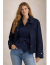 Blouse with concealed button placket, marine plain/goes...