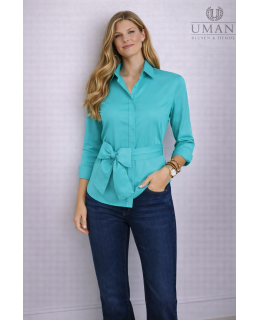 Blouse, turquoise uni
