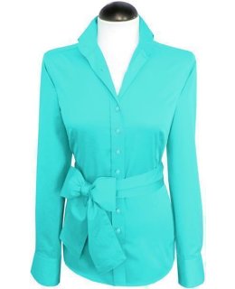 Blouse, turquoise uni / goes out of the assortment