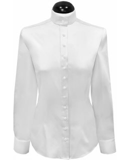 Judge collar blouse satin, white uni