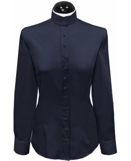 Richterkragenbluse Satin, marine uni/Geht aus dem Sortiment