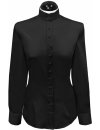 Judge collar blouse satin, black uni/goes out of the...