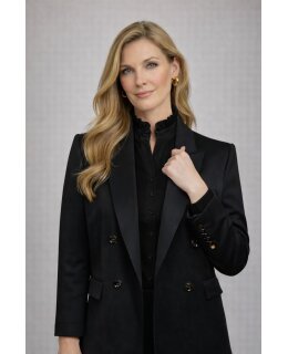 Königs collar blouse, black plain