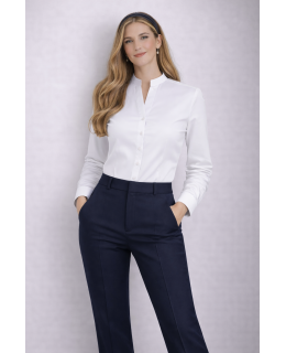 Respektkragenbluse, weiss uni