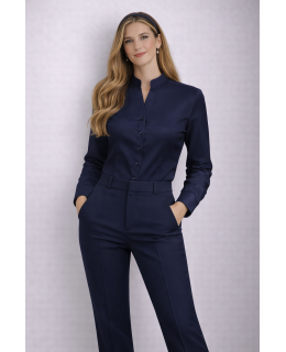 Respect collar blouse, marine uni