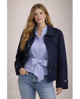 Respect collar blouse, light blue uni