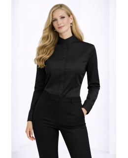Judge collar blouse, black plain