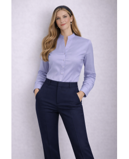 Respect collar blouse, light blue uni