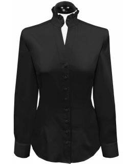 Königs collar blouse, black plain/goes out of the assortment