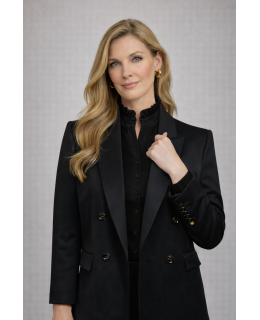 Königs collar blouse, black plain