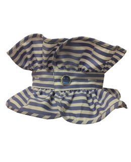 Buttonable ruffle, light blue / white striped