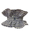 Buttonable ruffle, light blue / white striped/goes out of...