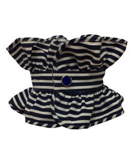 Buttonable ruffle, marine / white striped/goes out of the assortment