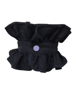 Buttonable ruffle, navy / white spotted