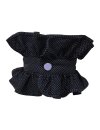 Buttonable ruffle, navy / white spotted