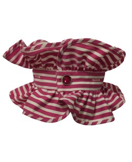 Buttonable ruffle, pink / white striped