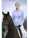 Stand collar blouse Piped, light blue / white