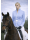 Stand collar blouse Piped, light blue / white