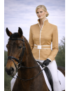 Stand-up collar blouse piped, gold / white