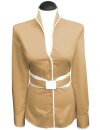 Stehkragenbluse paspeliert, gold/weiss