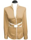 Stand-up collar blouse piped, gold / white