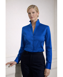 Stehkragenbluse, ocean blue