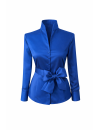 Stand-up collar blouse, Ocean Blue