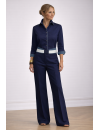 Contrast blouse 2-color: marine plain with navy / white...