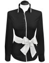 Contrast blouse black plain with white piping/goes out of...