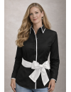 Contrast blouse black plain with white piping