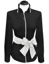 Contrast blouse black plain with white piping