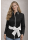 Contrast blouse black plain with white piping