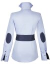 Contrast blouse with patch: light blue with navy / white spotted