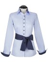 Kontrastbluse mit Patch: hellblau mit marine/weiss...