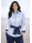 Contrast blouse with patch: light blue with navy / white spotted