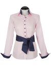 Contrast blouse with patch: pink with navy / white spotted