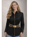 Kontrastbluse 2-farbig mit Patch: schwarz Uni mit Karo 6