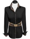 Contrast blouse 2-colored with patch: black plain with check 6