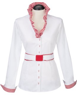 Ruffle blouse striped contrast, red / white/goes out of the assortment